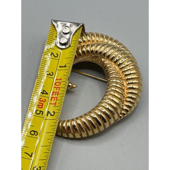 MONET Gold Tone Swirl Brooch Statement Textured Abstract Free Form Pin Signed - Picture 7 of 7